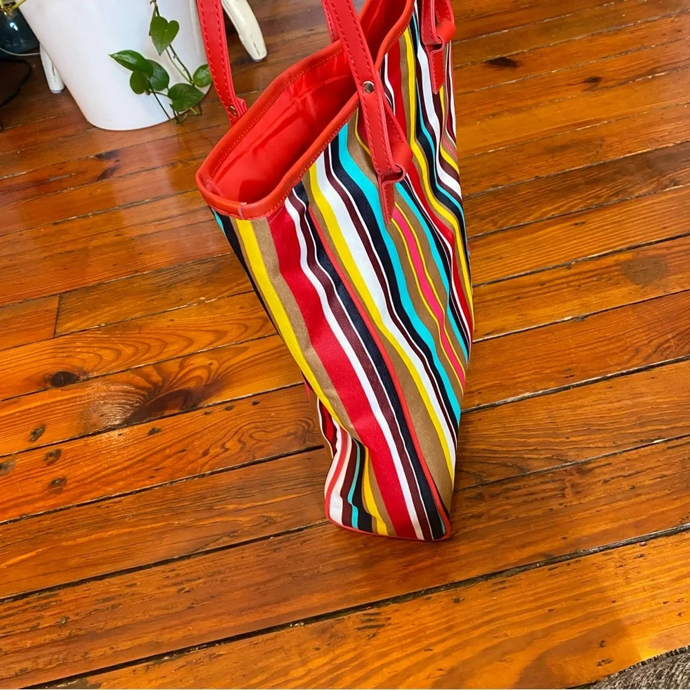 90’s Lancôme Striped Red Shoulder Tote